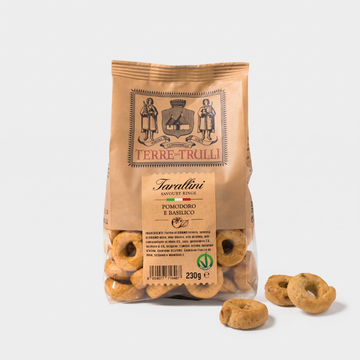 Apūlijas „Tarallini“ ar tomātiem un baziliku, 230 g