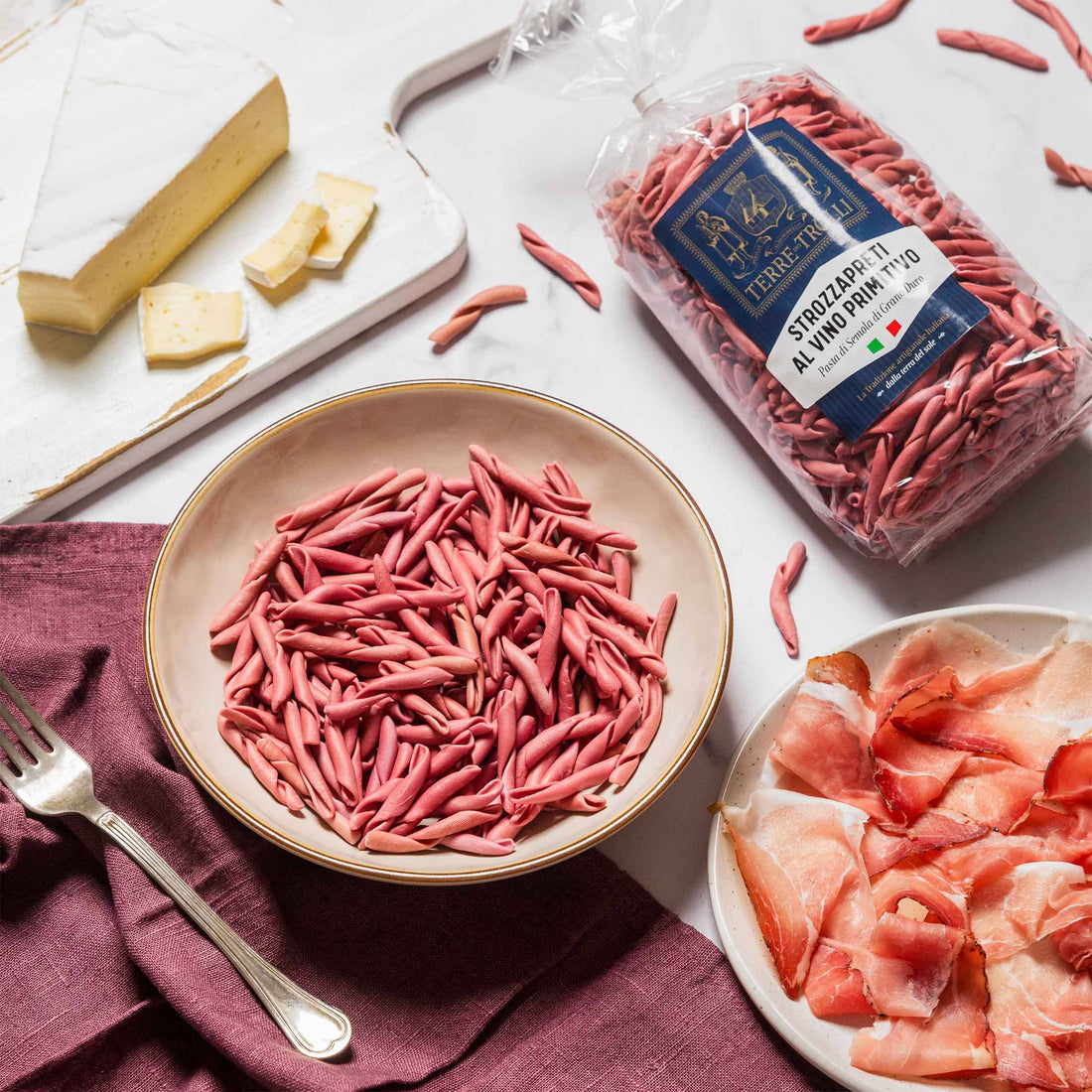 „Strozzapreti“ makaroni ar Primitivo vīnu, 500 g